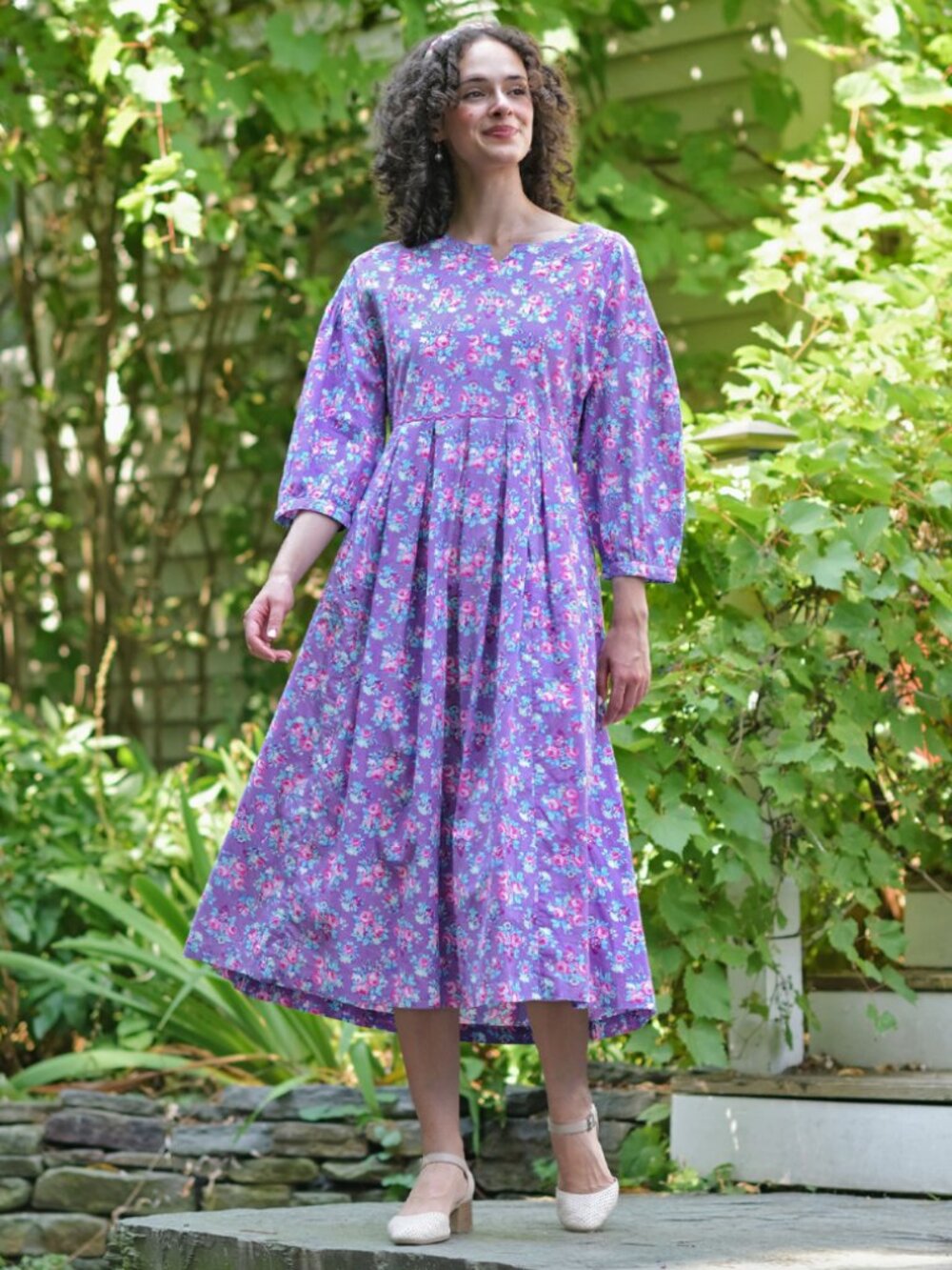 April Cornell Lizzy's Bouquet Dress in Dark Periwinkle Size M